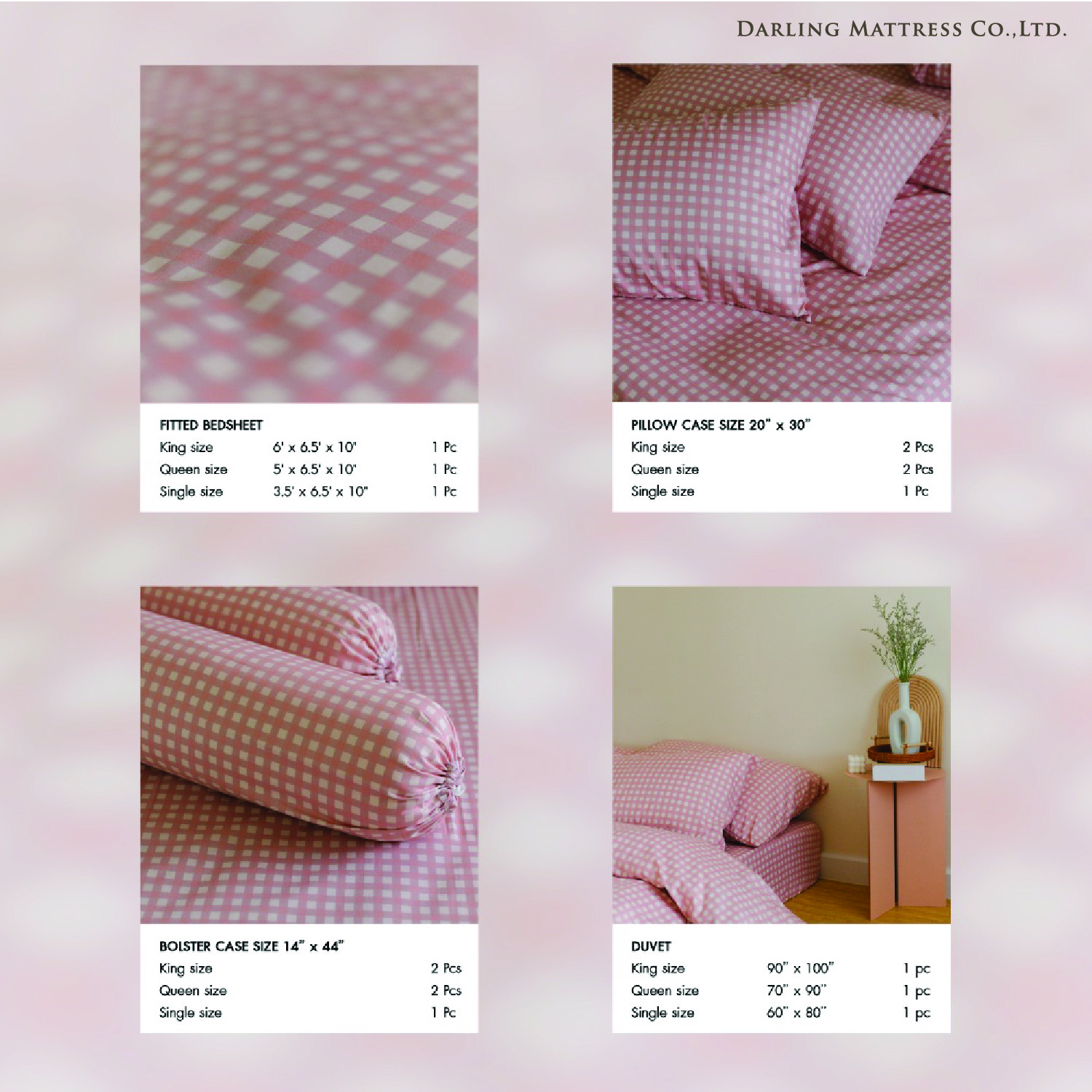 ชุดผ้าปูผ้านวม 3.5 ฟุต DARLING MATTRESS รุ่นมินิมอล ลายสวีทพาย_1